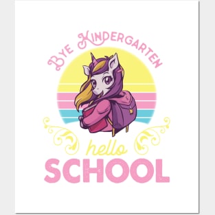 Unicorn Teacher Seniors Students Bye Kindergarten Hello School First Day Of School Posters and Art